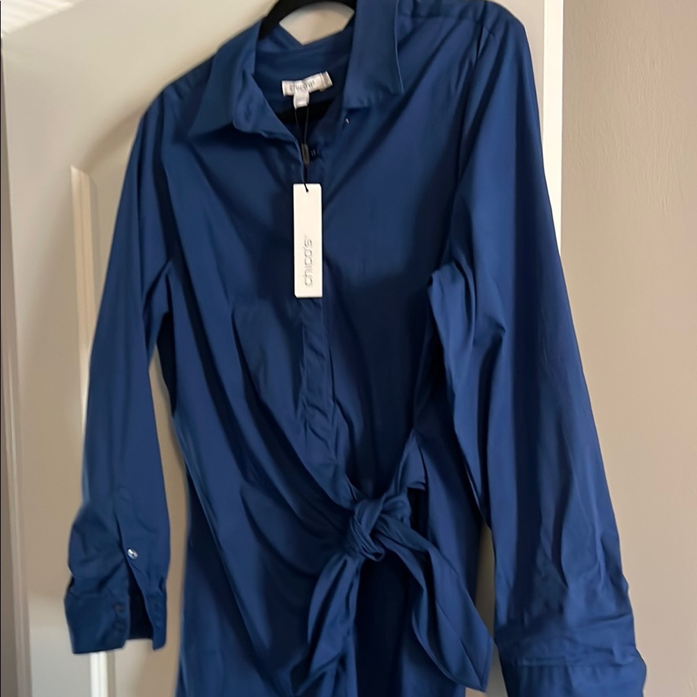 Chico's Navy Button-Up Blouse